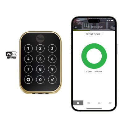Yale Pro 2 Key Free Touchscreen Keypad Lock, Bluetooth with Wi-Fi Connect Bridge, Lifetime Brass